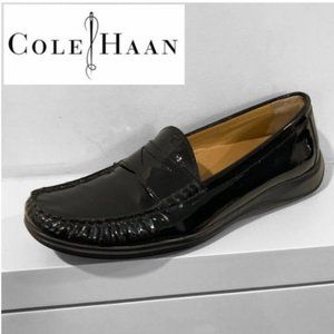 Cole Haan NikeAir Black Patent Leather Slip-on Penny Loafers Size 9